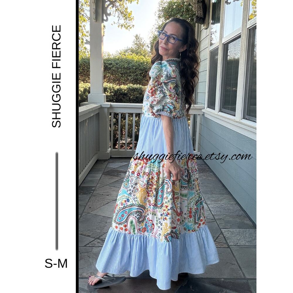 ✨ Shuggie Fierce Handmade Maxi Dress – XS–M | Statement Boho Cotton Dress ✨